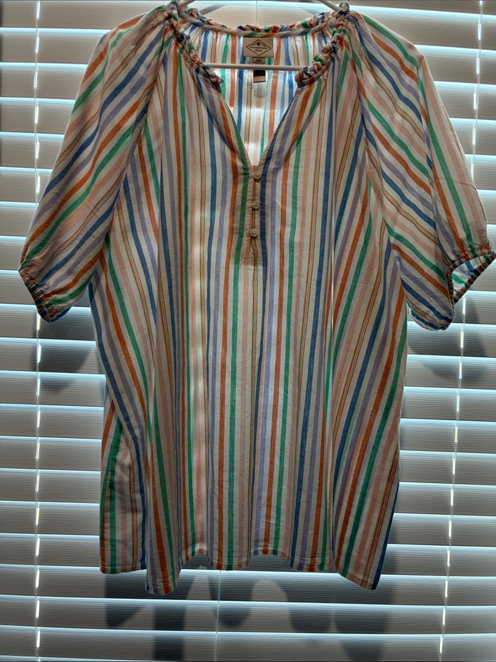 St. John's Bay Striped Multicolor Peasant Top